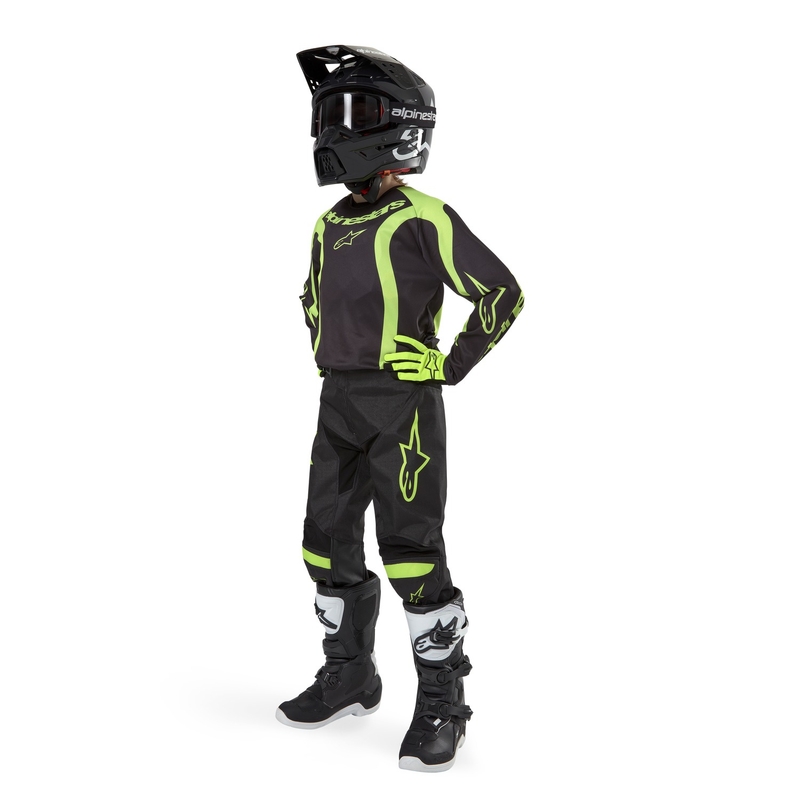 Motocross Jersey Alpinestars Racer Lurv Kinder Schwarz-Neongelb