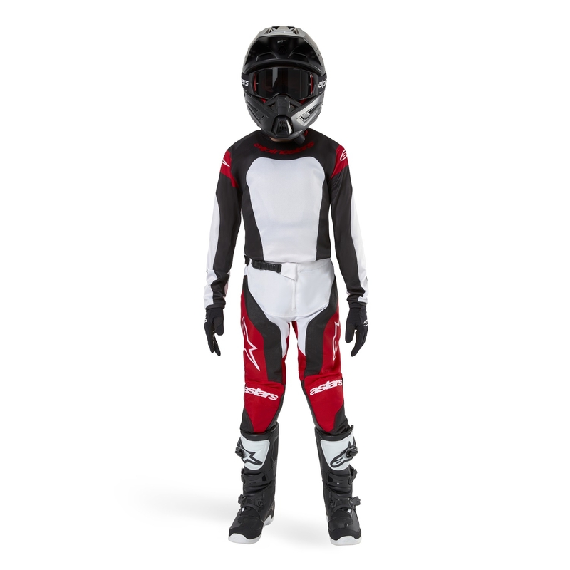 Kinder Motocross Trikot Alpinestars Racer Ocuri 2024 rot, weiß und schwarz