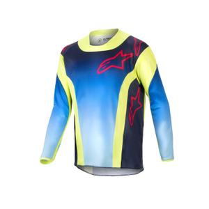 Kinder Motocross Trikot Alpinestars Racer Hoen 2024 fluo gelb-blau-rot
