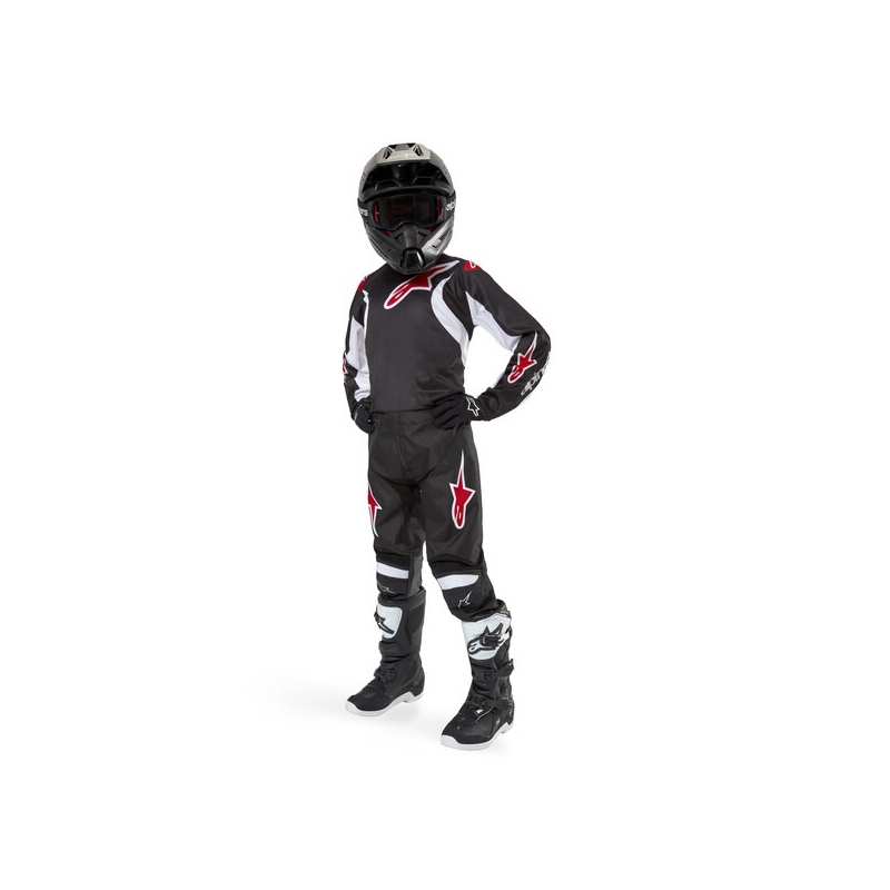 Kinder Motocrosshose Alpinestars Racer Lucent Schwarz-Weiß-Rot