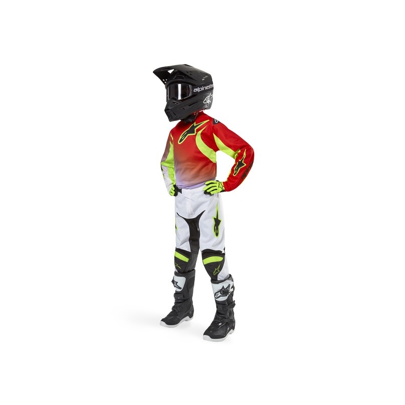Crosshose Alpinestars Racer Lucent Weiß-Schwarz-Fluo Gelb Kinder