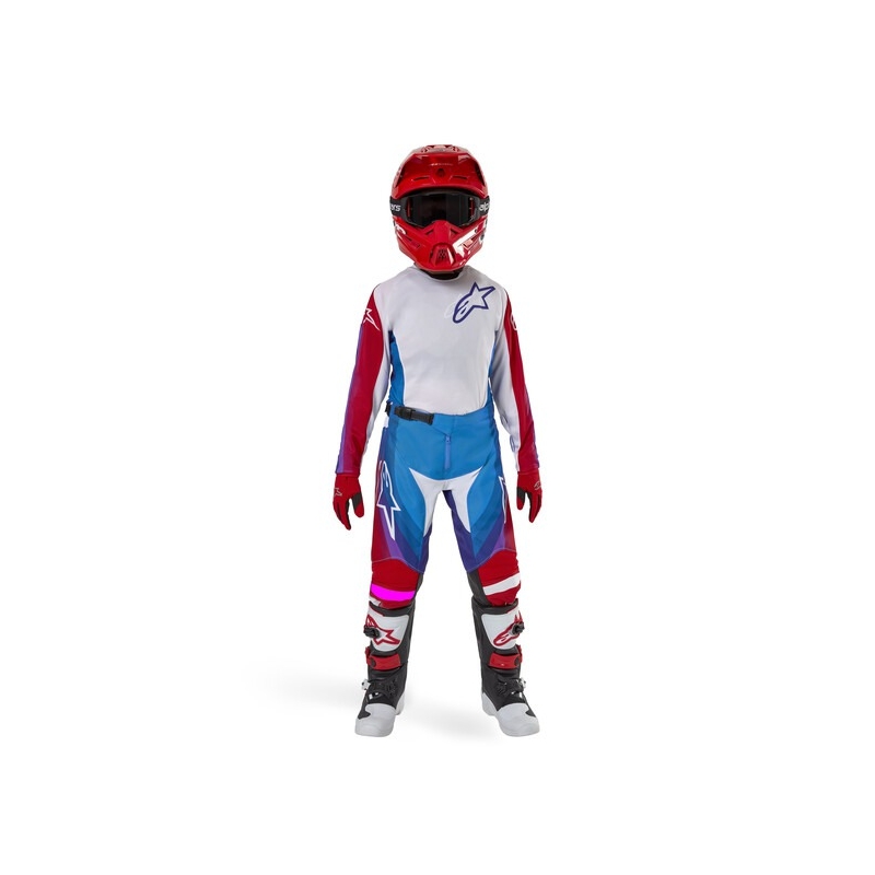 Alpinestars Racer Pneuma 2024 Kinder Motocross-Hose Weiß-Blau-Rot