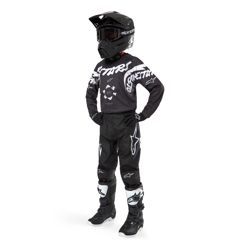 Alpinestars Racer Hana 2024 Kinder Motocross Hosen Schwarz und Weiß