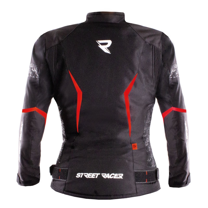 Damen-Motorradjacke Street Racer Rose Air schwarz-rot