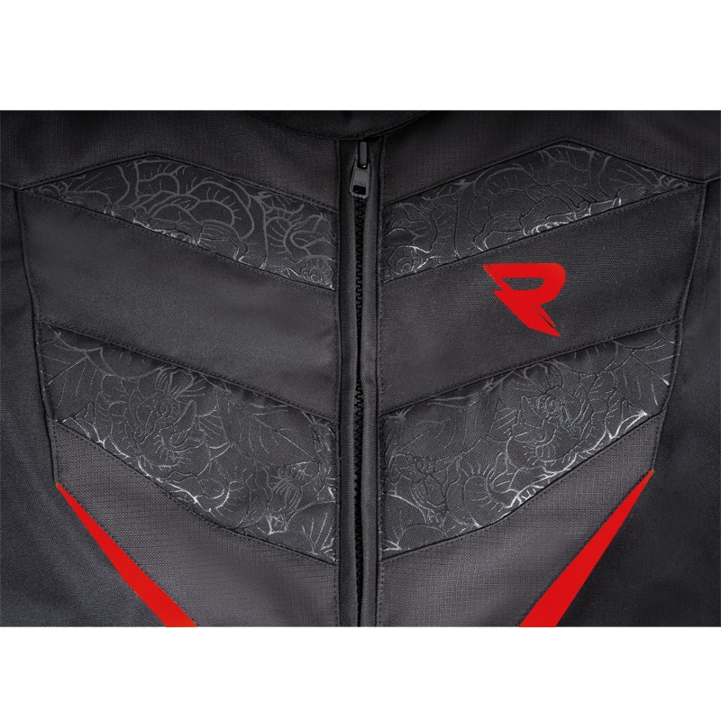 Damen-Motorradjacke Street Racer Rose Air schwarz-rot