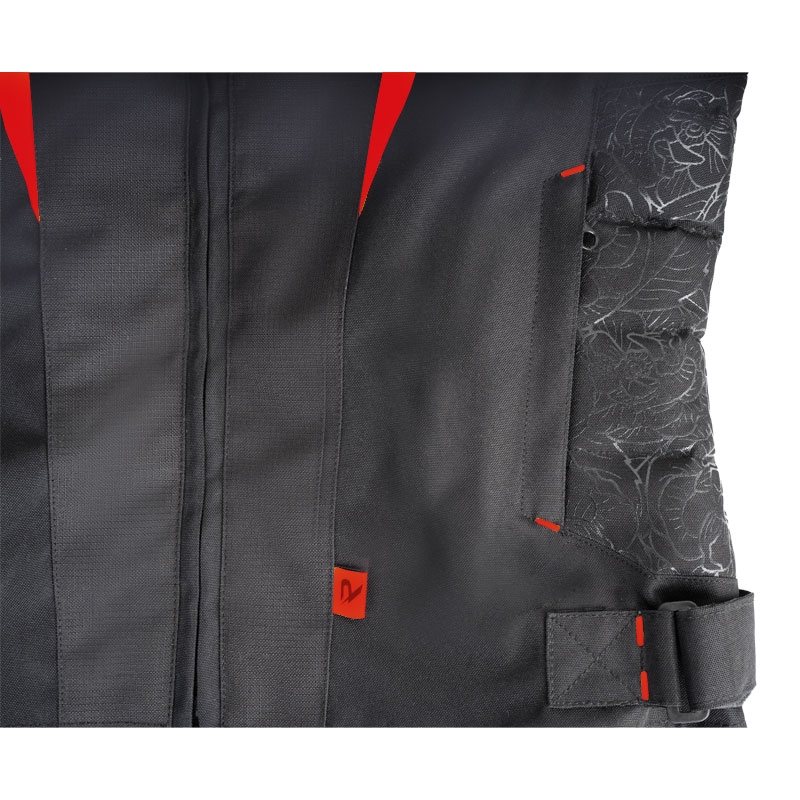 Damen-Motorradjacke Street Racer Rose Air schwarz-rot