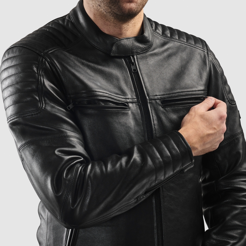 Leder-Motorradjacke Rebelhorn Hunter II schwarz