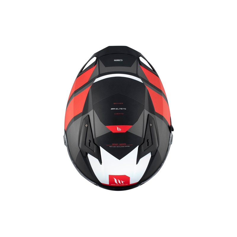 MT BRAKER CHENTO B5 grau-rot-weißer Integral-Motorradhelm