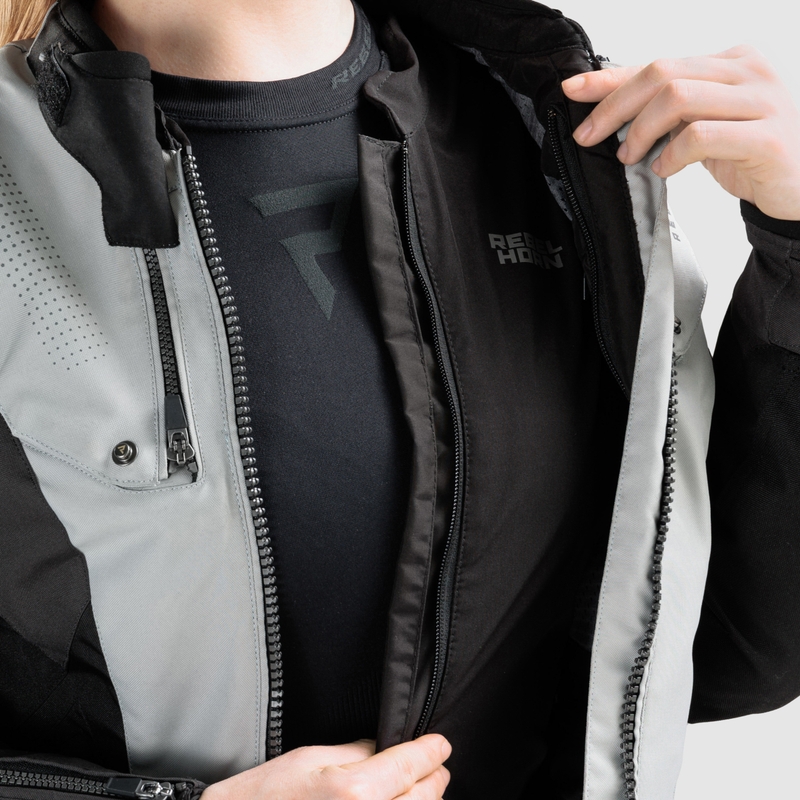 Damen-Motorradjacke Rebelhorn Hiker IV, schwarz-grau-fluoreszierend gelb