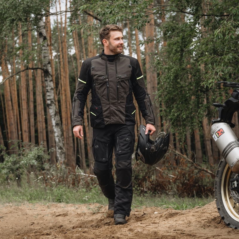 Rebelhorn Range anthrazit-schwarz-fluorgelbe Motorradjacke