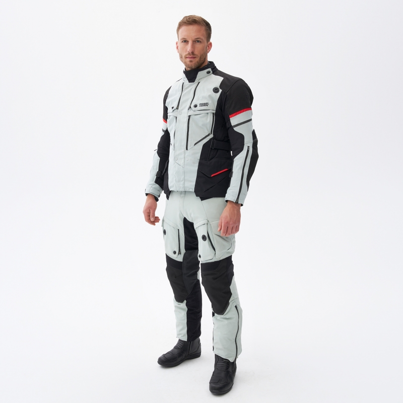 Rebelhorn Range Motorradhose grau-schwarz-rot