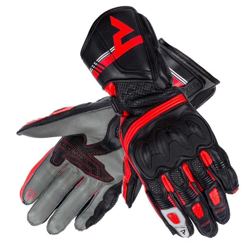 Women's Rebelhorn ST Lange Schwarz-Grau-Fluo Rote Motorradhandschuhe Ausverkauf