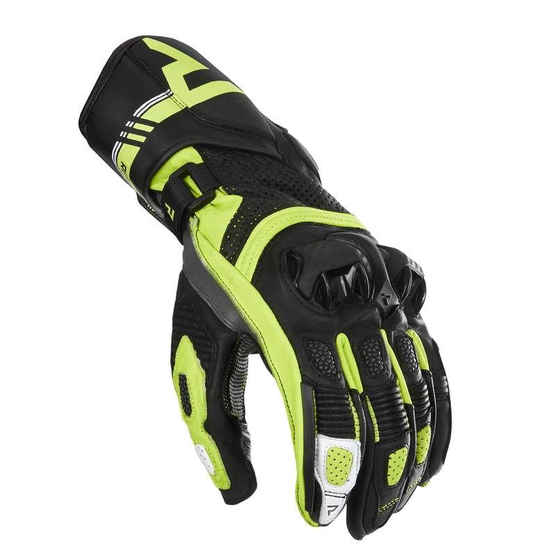 Motorradhandschuhe Rebelhorn ST Long schwarz-grau-fluo gelb Ausverkauf