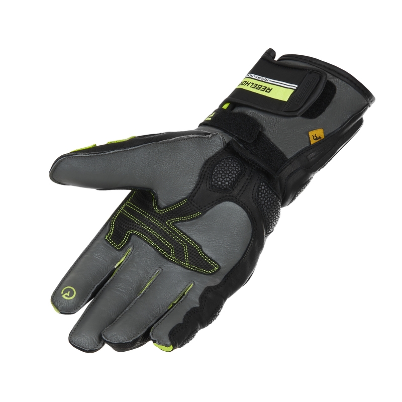 Motorradhandschuhe Rebelhorn ST Long schwarz-grau-fluo gelb Ausverkauf