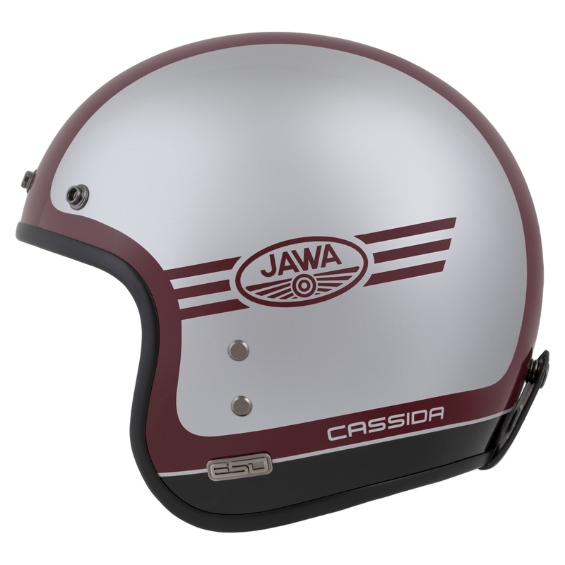 Cassida Eso Jawa Panel-Jethelm Rot-Silber-Schwarz