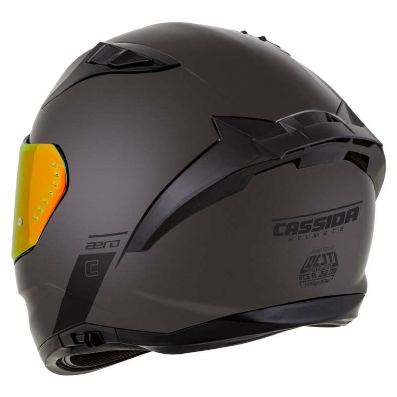 Cassida Aero Super Mono Integralhelm, glänzend schwarz, Chrom-Schwarz