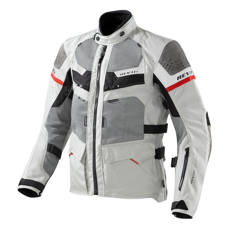 Revit Cayenne Pro hellgrau-rot Motorradjacke Ausverkauf