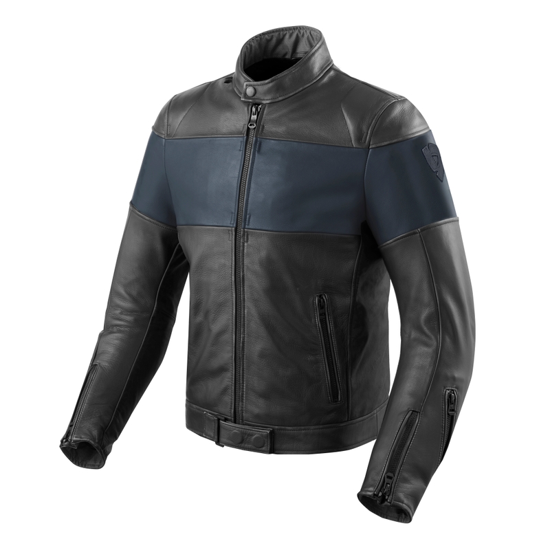 Revit Nova Vintage Schwarz und Blau Motorrad Jacke