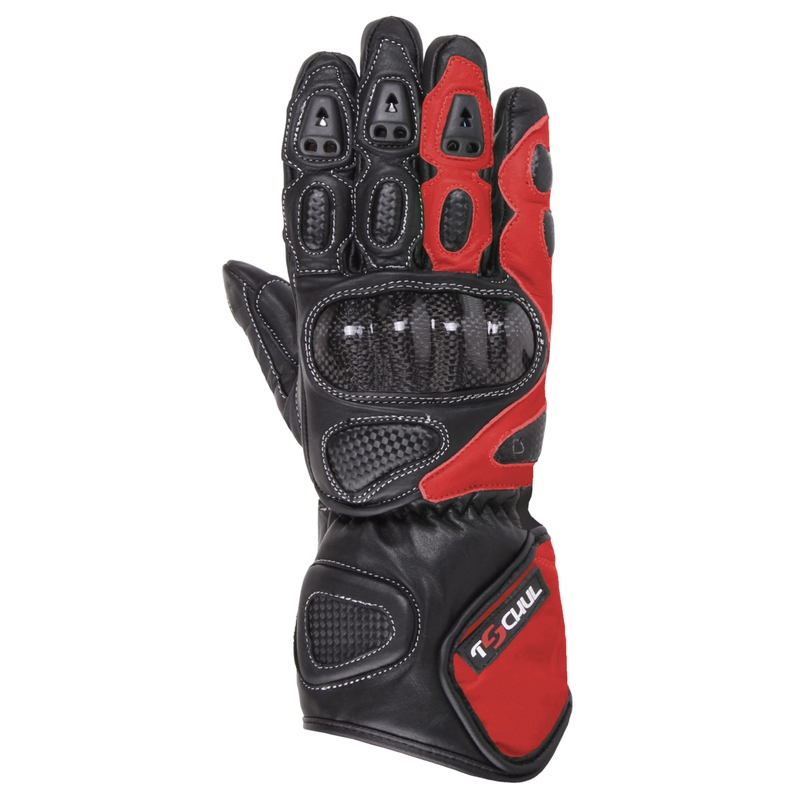 Motorradhandschuhe Tschul 212 schwarz-rot Ausverkauf