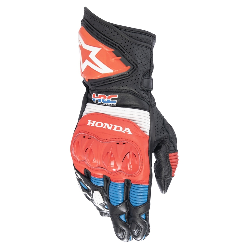 Motorradhandschuhe Alpinestars GP PRO R 3 Honda Kollektion 2024 schwarz-rot-fluo-blau-weiß