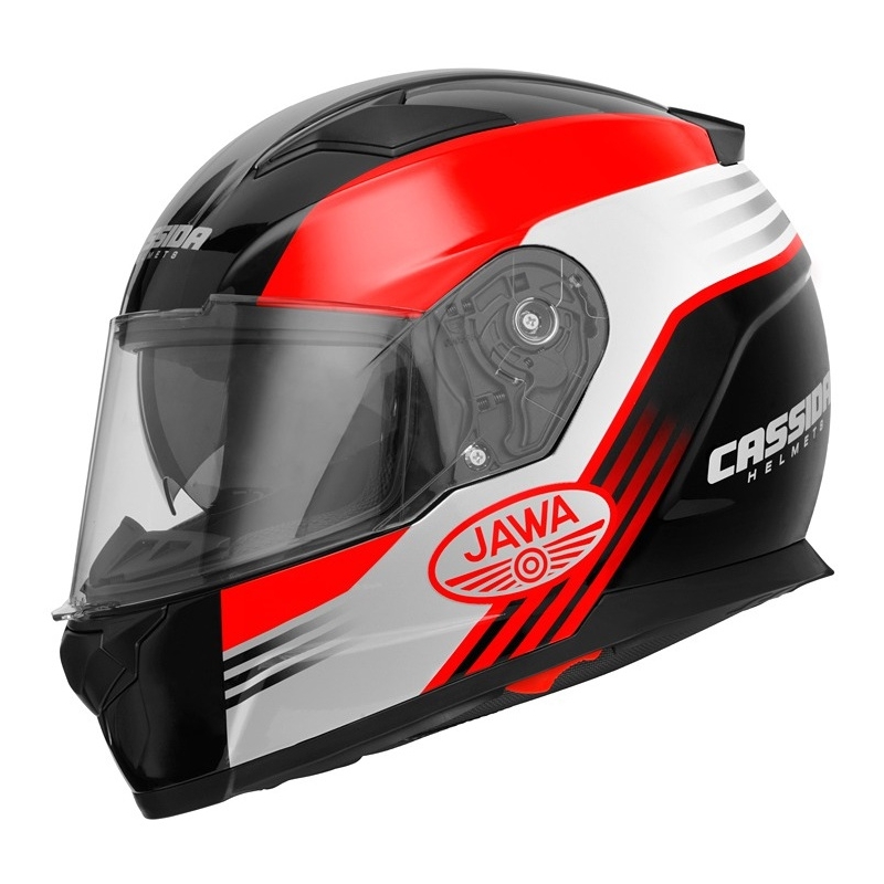Motorradhelm Cassida Apex Jawa - rot-schwarz-grau