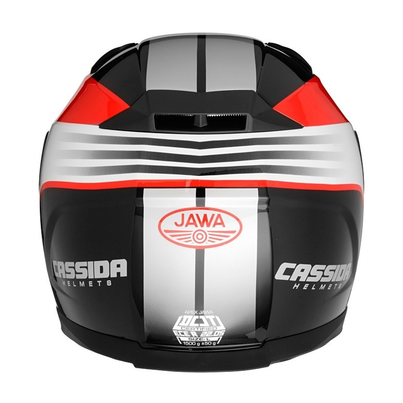 Motorradhelm Cassida Apex Jawa - rot-schwarz-grau