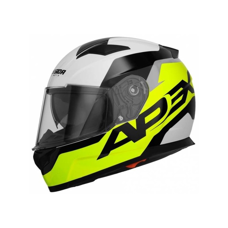 Motorradhelm Cassida Apex Contrast schwarz-weiß-grau-fluo gelb Ausverkauf