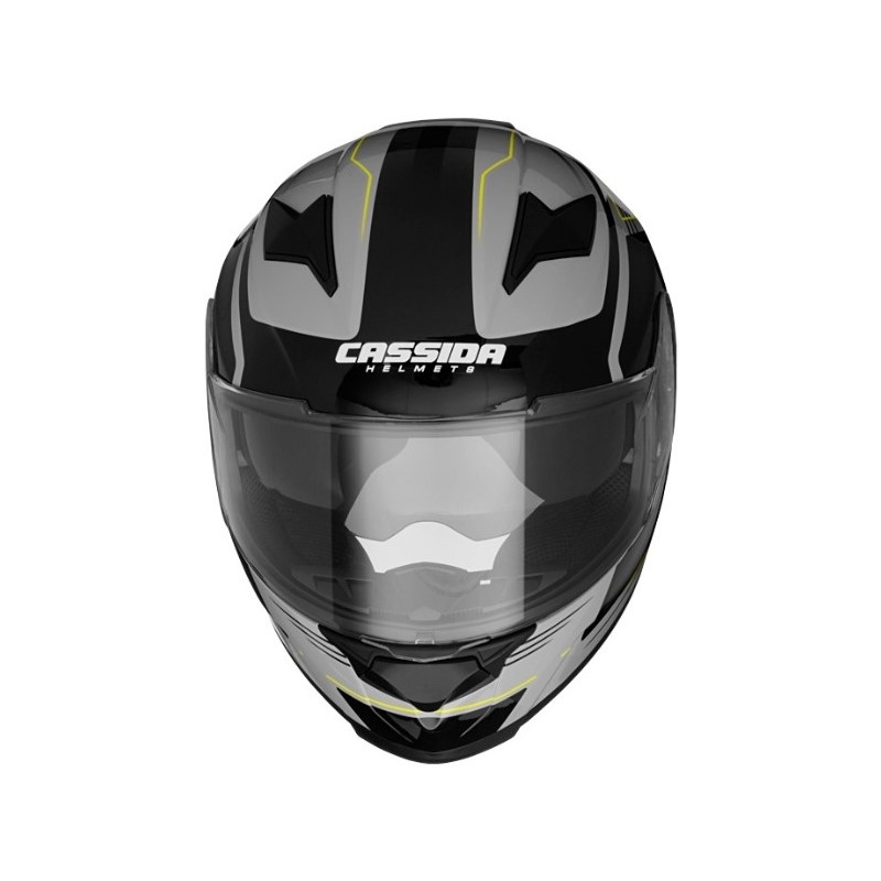 Motorradhelm Cassida Apex Fusion grau-schwarz-fluo gelb Ausverkauf