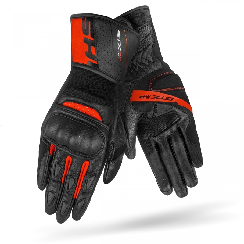 Damen-Motorradhandschuhe Shima STX 2.0 schwarz-rot