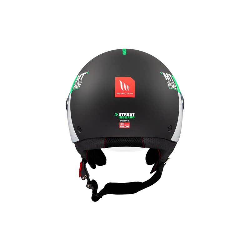 Offener Motorradhelm MT STREET INBOARD D6 mattschwarz-grün
