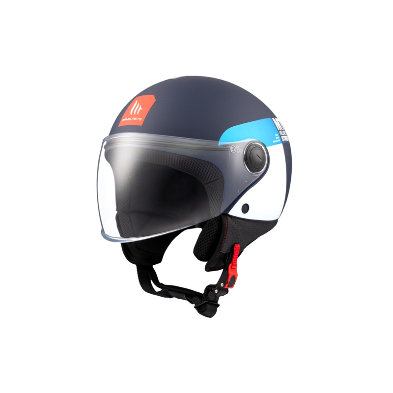 Offener Motorradhelm MT STREET INBOARD C7 mattblau-weiß