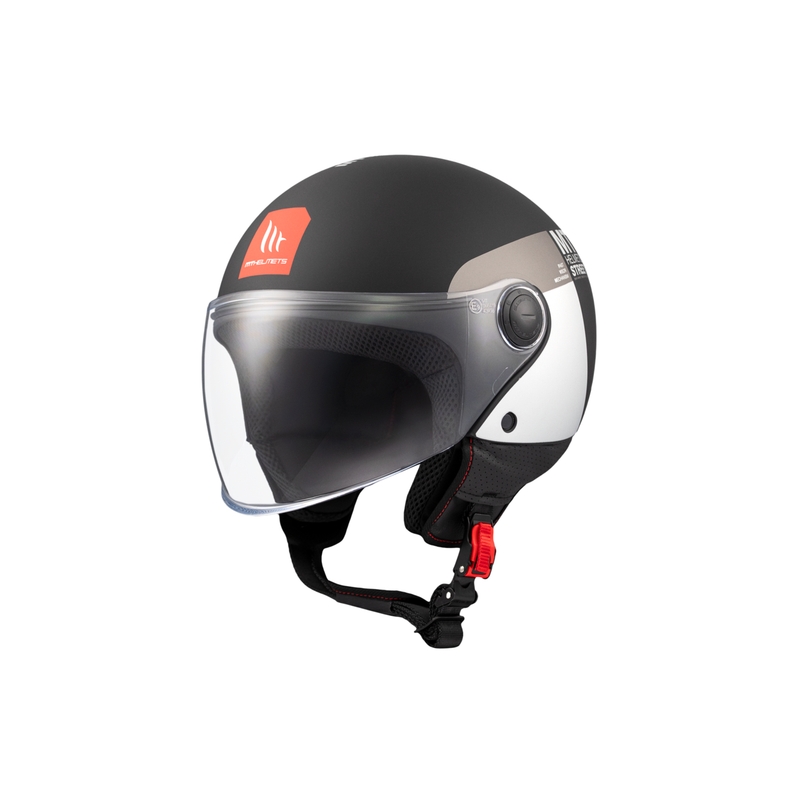 Motorrad-Jethelm MT STREET INBOARD D2 matt schwarz-silber