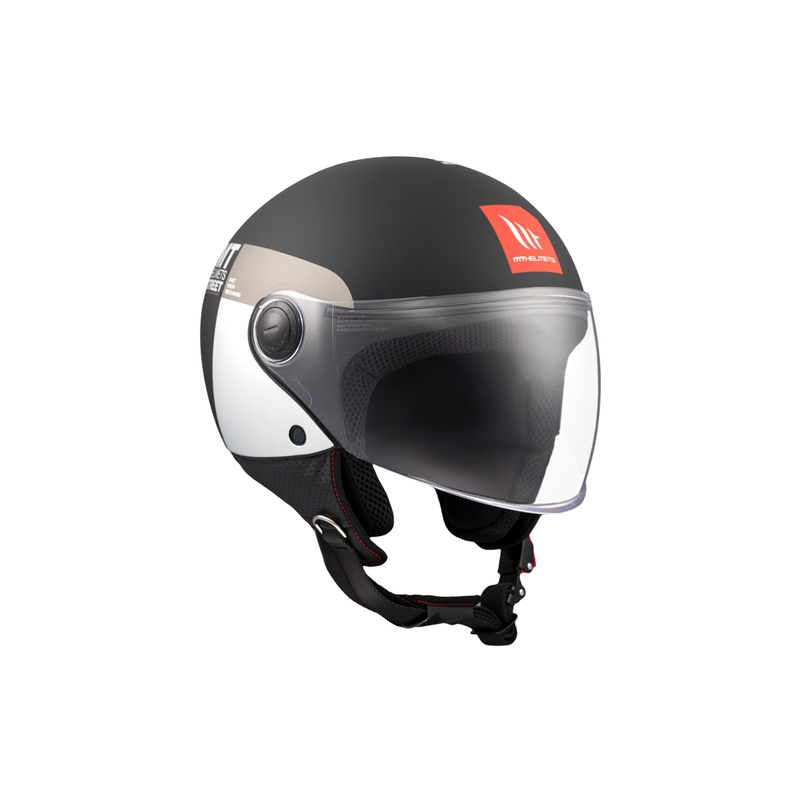 Motorrad-Jethelm MT STREET INBOARD D2 matt schwarz-silber