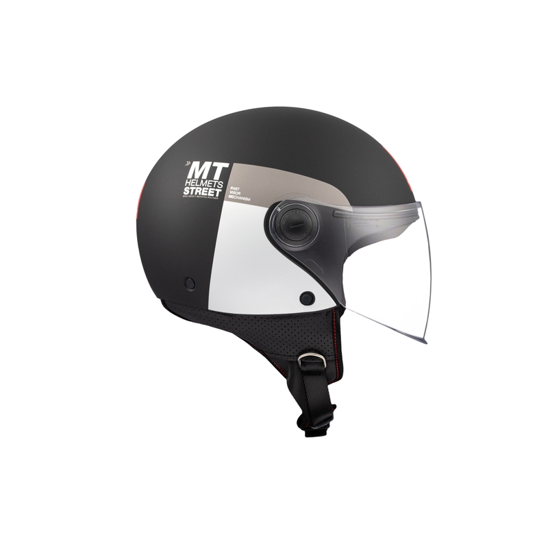 Motorrad-Jethelm MT STREET INBOARD D2 matt schwarz-silber