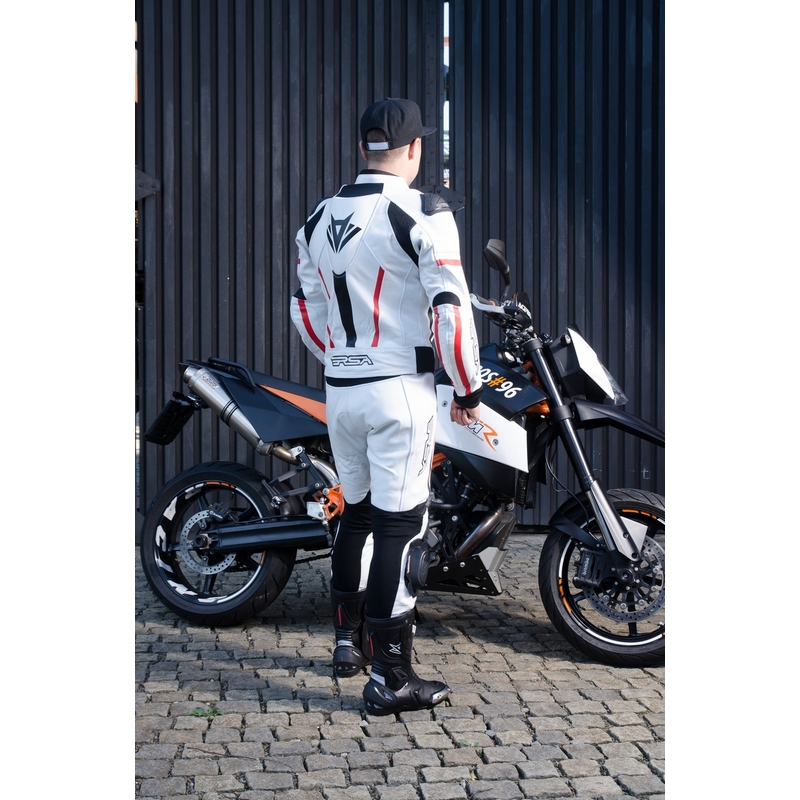 Herren Motorradhose RSA Virus weiß-schwarz-rot Ausverkauf