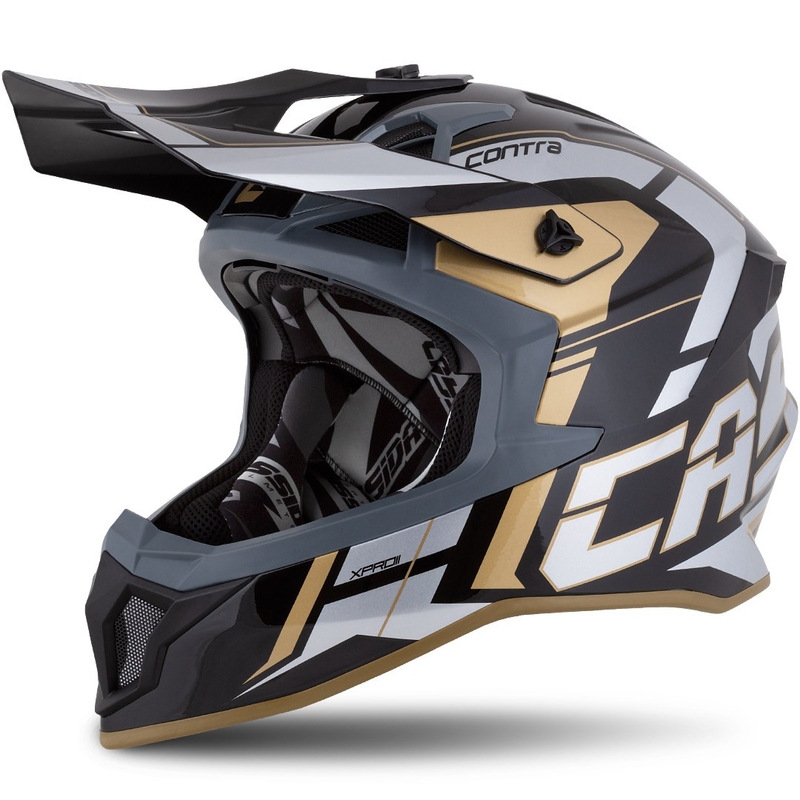 Cassida Cross Pro 2 Contra Motocrosshelm Gold Perlgrau-Schwarz