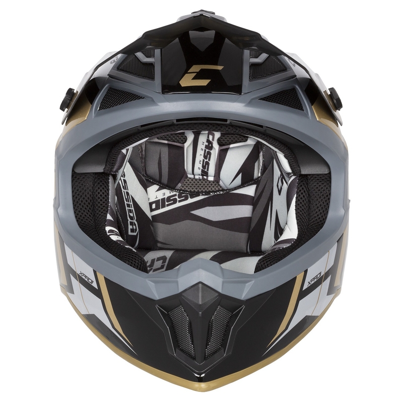 Cassida Cross Pro 2 Contra Motocrosshelm Gold Perlgrau-Schwarz