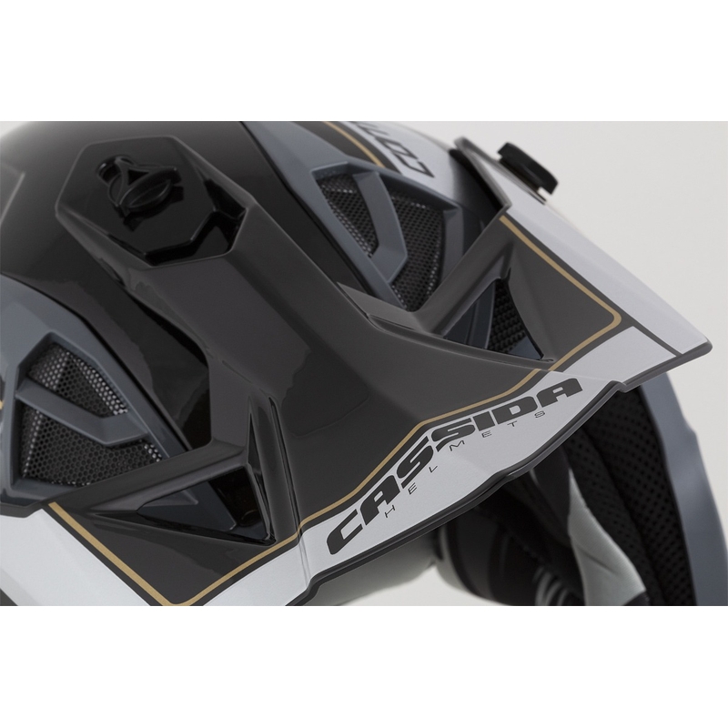 Cassida Cross Pro 2 Contra Motocrosshelm Gold Perlgrau-Schwarz