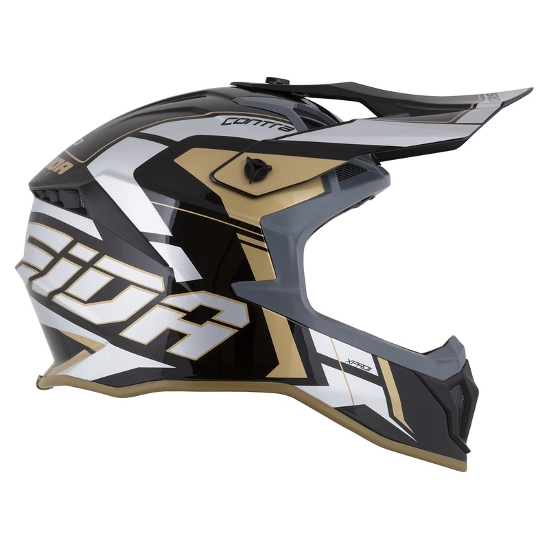 Cassida Cross Pro 2 Contra Motocrosshelm Gold Perlgrau-Schwarz