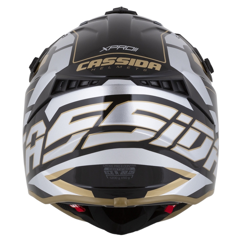 Cassida Cross Pro 2 Contra Motocrosshelm Gold Perlgrau-Schwarz