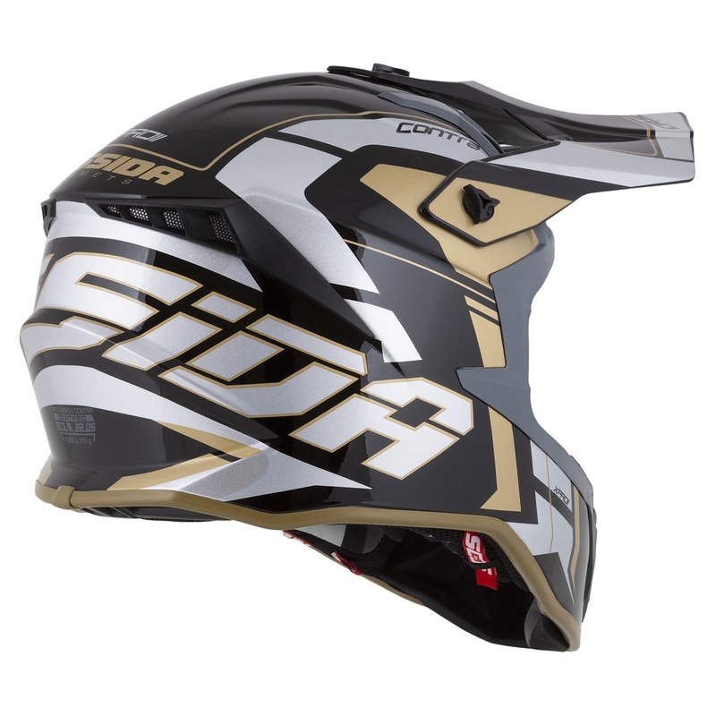 Cassida Cross Pro 2 Contra Motocrosshelm Gold Perlgrau-Schwarz