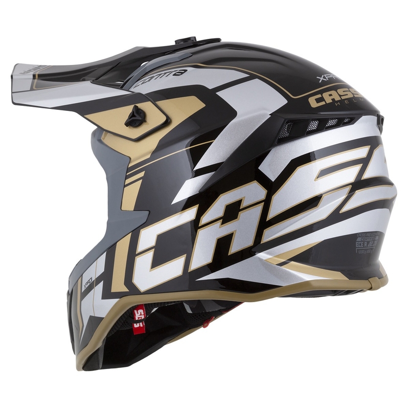 Cassida Cross Pro 2 Contra Motocrosshelm Gold Perlgrau-Schwarz
