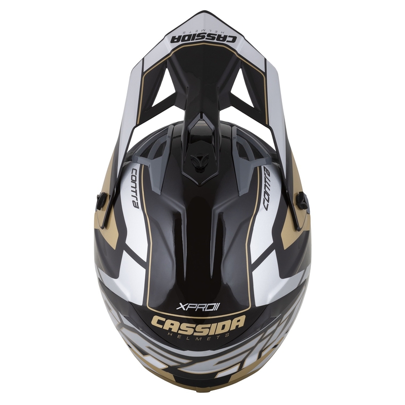 Cassida Cross Pro 2 Contra Motocrosshelm Gold Perlgrau-Schwarz
