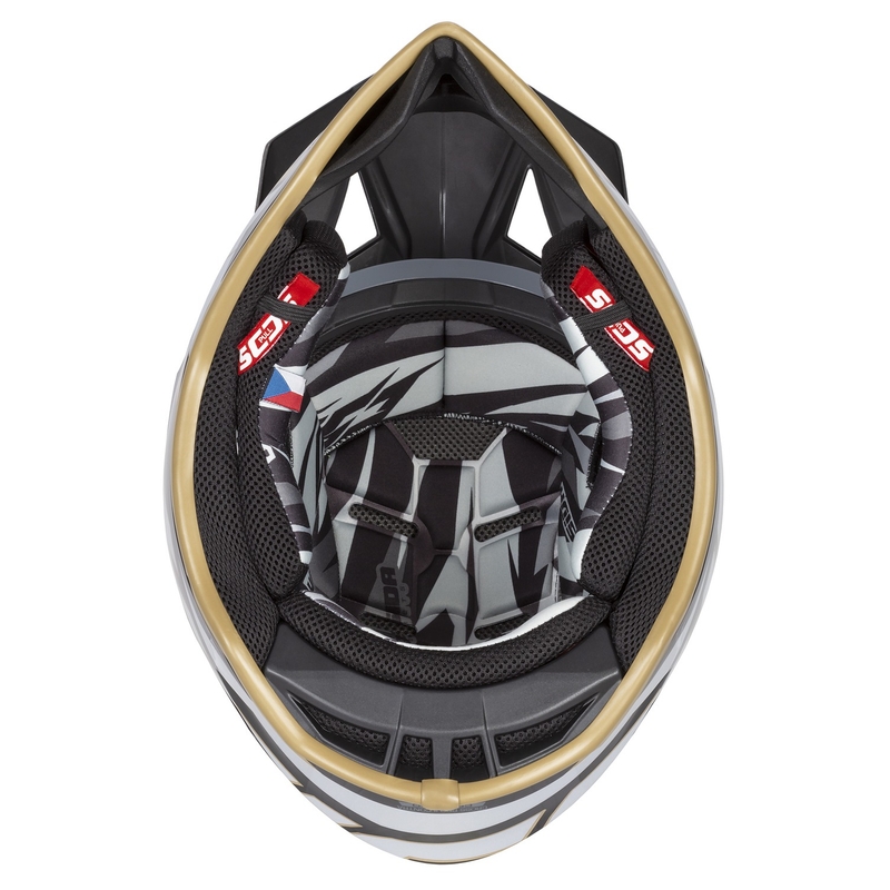 Cassida Cross Pro 2 Contra Motocrosshelm Gold Perlgrau-Schwarz