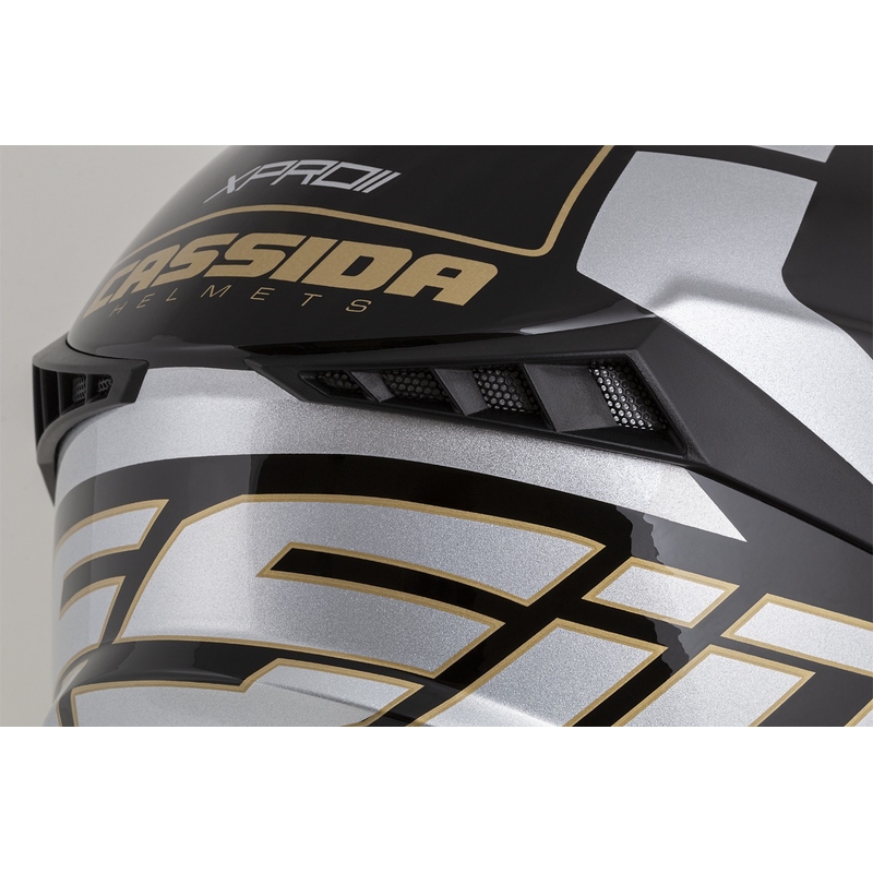 Cassida Cross Pro 2 Contra Motocrosshelm Gold Perlgrau-Schwarz