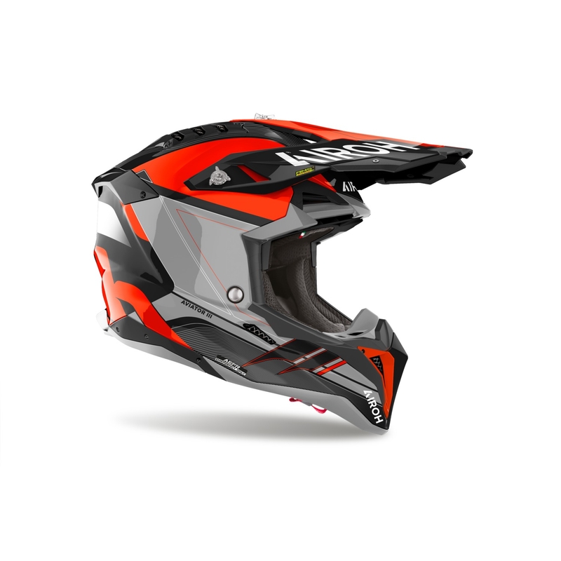 Motocross-Helm Airoh Aviator 3 Sabre 2024 glänzend orange