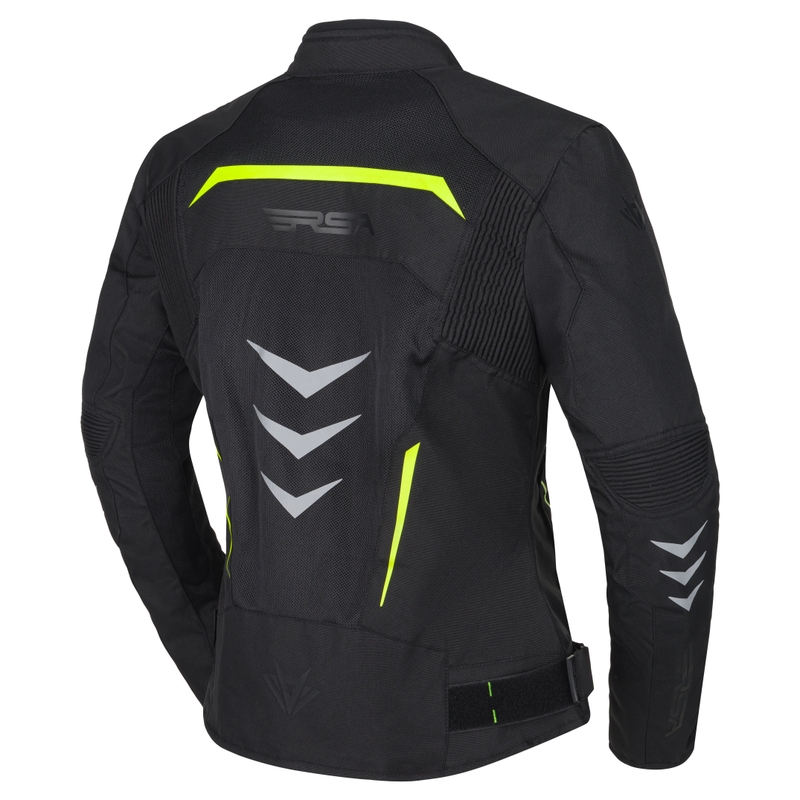 Damen-Motorradjacke RSA Runway Schwarz-Fluogelb