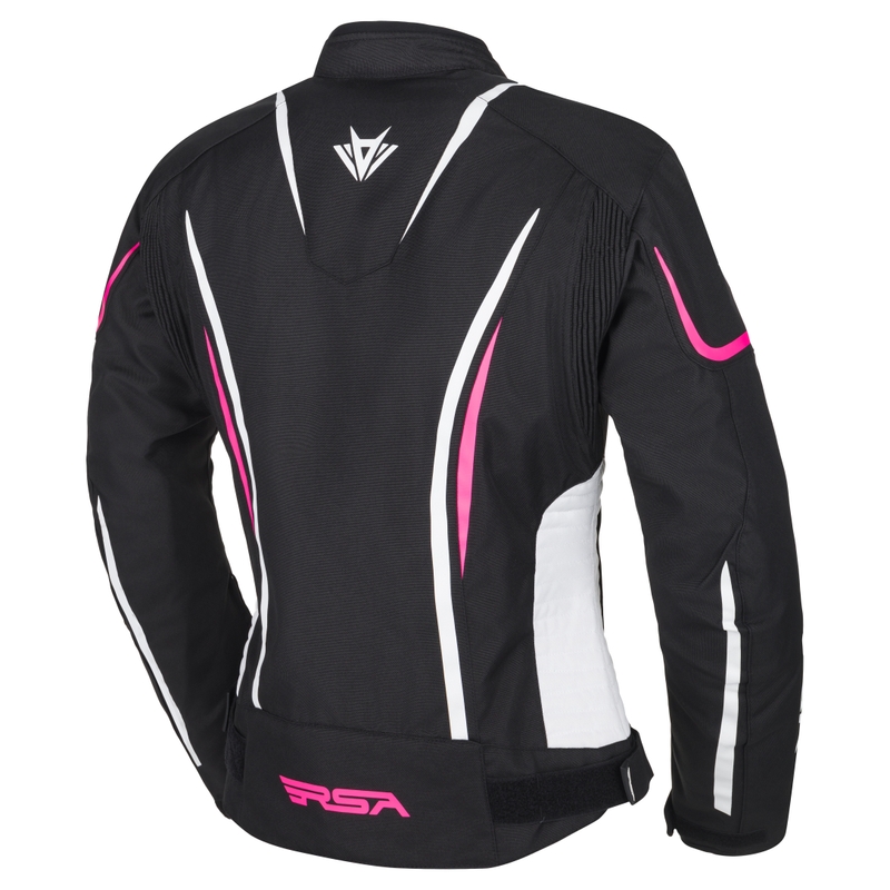 RSA Wasp Damen-Motorradjacke, schwarz-rosa-weiß