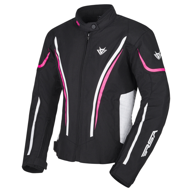 RSA Wasp Motorradjacke für Frauen in Schwarz, Weiß und Rosa - II. jakost