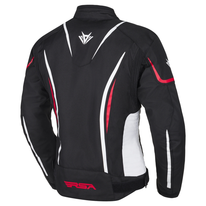 Damen RSA Wasp Schwarz, Weiß und Rot Motorradjacke